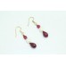Gold Plated 925 Sterling Silver Earrings Natural Red Ruby Stone & Pearls 1.8"